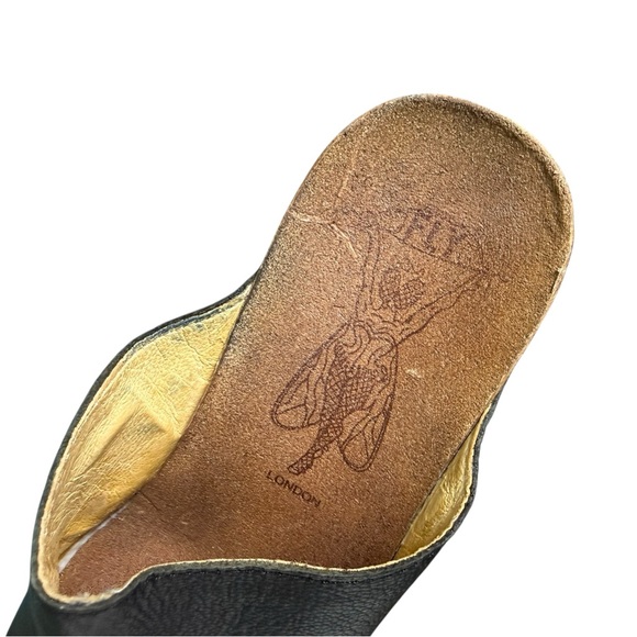 FLY London WIG Back Black Leather Open Toe Wedge Sandals Women’s 7.5 # 143672000 - Picture 6 of 12